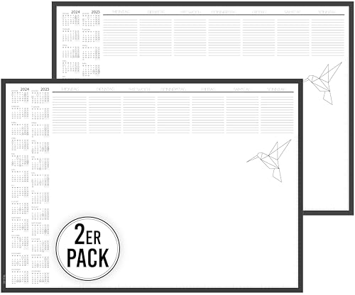 byNia® Schreibtischunterlage Papier A3 (2 Stück) - mit Schreibtischunterlage Kalender 2025, Schreibunterlage Papier, Papier Schreibtischunterlage Block & Schreibtisch Unterlage (Doppelpack) von by Nia