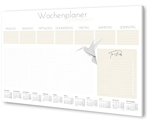 byNia® Schreibtischunterlage Papier A3, Schreibunterlage mit Kalender 2025 + to do liste, Erw. und Kinder Schreibtischunterlage Mädchen & Jungen. Wochenplaner Block & planner. von by Nia