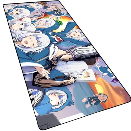 Gawr Gura Anime Großes erweitertes Gaming-Mauspad, breit und lang, 80 x 30 x 0,3 cm, ultradick, 3 mm von by Unbranded
