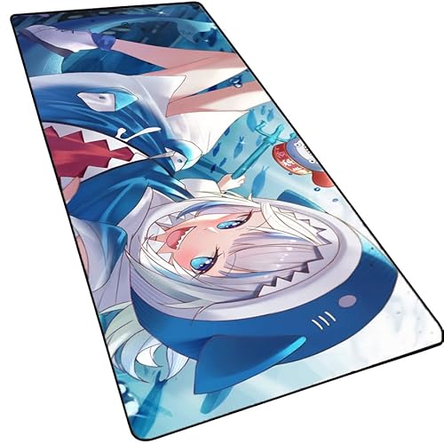 Gawr Gura Anime Großes erweitertes Gaming-Mauspad, breites und langes Mauspad, 80 x 30 x 0,3 cm, ultra-dick, 3 mm von by Unbranded