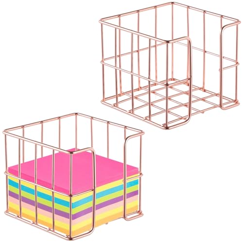 Set mit 2 rotgoldenen Netz-Notizhaltern, Notiz-Organizer, Memo-Notiz-Spender für Büro, Schule und Zuhause von byepica