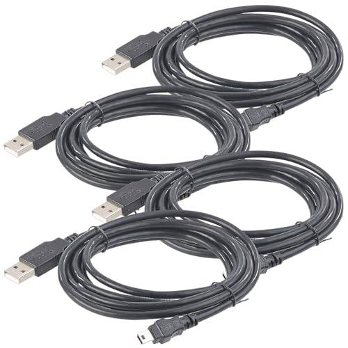 c-enter Handy Ladekabel Mini USB: 4er-Set USB-Anschlusskabel A-Stecker auf Mini-B-Stecker, 1,8 Meter (Datenkabel Mini-USB, USB Kabel) von c-enter