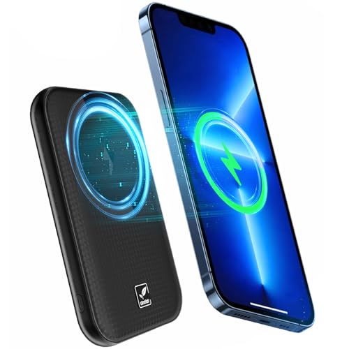 Magnetic Powerbank 5100mAh, Mini Magnetische Wireless Power Bank mit LED Display, Klein Aber Leistungsstark PD 22.5W (USB C Input&Output), Kompatibel mit 15/14/13/12 Pro/Mini/Plus/Pro Max(Schwarz) von cDraFixit