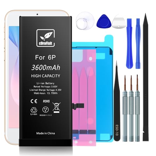 cDraFixit Akku für iPhone 6 Plus 3600mAh,Akku-Ersatz Raparaturset mit Ersatz Klebestreifen Set, Hoher Kapazität,Kompatibel mit Apple 6 Plus von cDraFixit