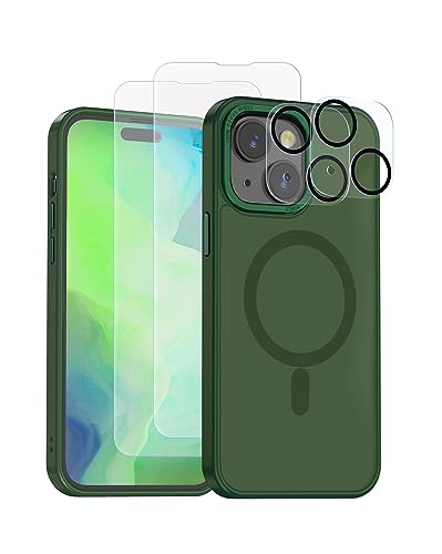 cDraFixit iPhone 14 Plus Hülle Magnetische Matte Militärqualität Stoßfeste Schutzhülle Grün mit 2 Stück Bildschirmschutz+2 Stück Kameraschutz von cDraFixit