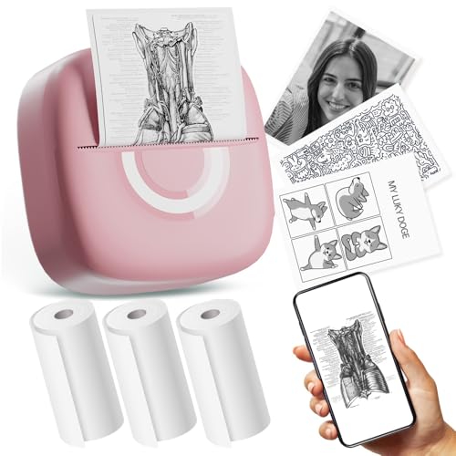 cabaro Mini Drucker Aufkleber Drucker Fotodrucker mit 3 Rollen Bluetooth Thermodrucker für Lernen, Studiennotizen, Anatomische Diagramme, Fotos cabaro Mini Drucker Aufkleber Drucker Fotodrucker mit 3 Rollen Bluetooth Thermodrucker für Lernen, Studiennotizen, Anatomische Diagramme, Fotos von cabaro