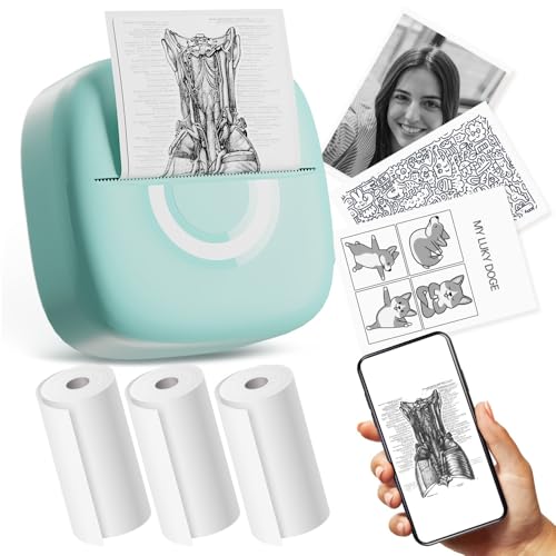 cabaro Mini Drucker Aufkleber Drucker Fotodrucker mit 3 Rollen Bluetooth Thermodrucker für Lernen, Studiennotizen, Anatomische Diagramme, Fotos cabaro Mini Drucker Aufkleber Drucker Fotodrucker mit 3 Rollen Bluetooth Thermodrucker für Lernen, Studiennotizen, Anatomische Diagramme, Fotos von cabaro