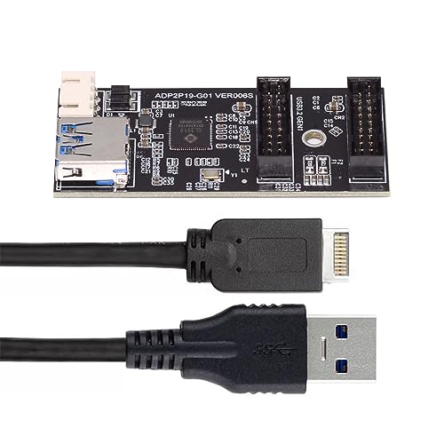 Cablecc 19/20-poliger oder Typ-E-Header auf 5 Gbit/s USB 3.0, 19/20-polig, Dual-Port-Buchse, PCBA-Typ-Adapter, 1 auf 2 Splitter-HUB von cablecc