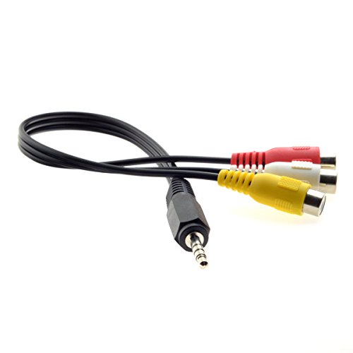 Cablecc 3,5-mm-Stereo-AUX-auf-3-Cinch-AV-Buchsen-Kabel, Audio-Video-Composite-Kabel, 20 cm von cablecc