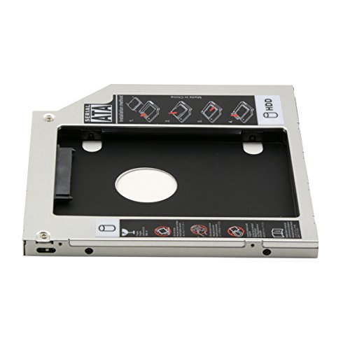 Cablecc 9,5 mm SATA 2nd HDD SSD Gehäuse Festplattenrahmen Caddy Case Tray Tray Tray für Laptop CD DVD ROM Optical Bay Drive Slot von cablecc