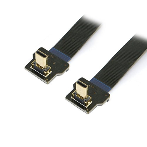 Cablecc 90 Grad nach oben abgewinkelter FPV-Micro-HDMI-Stecker auf Micro-HDMI-FPC-Flachkabel, 20 cm, für GoPro-Multicopter Luftfotografie von cablecc
