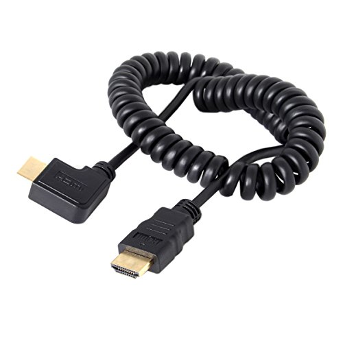 Cablecc 90 Grad rechtwinkliges HDMI-Kabel auf HDMI, Stretch-Federkabel für HDTV DVB DVD PC, 1,2 m von cablecc
