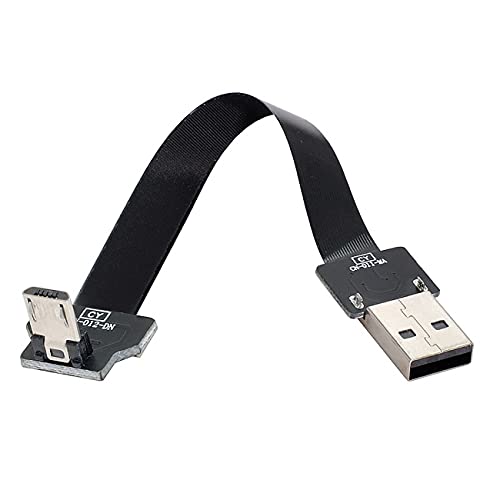 Cablecc Abgewinkelter USB 2.0 Typ-A Stecker auf Micro USB 5Pin Stecker Daten Flaches Slim FPC Kabel für FPV & Disk & Telefon 100CM von cablecc