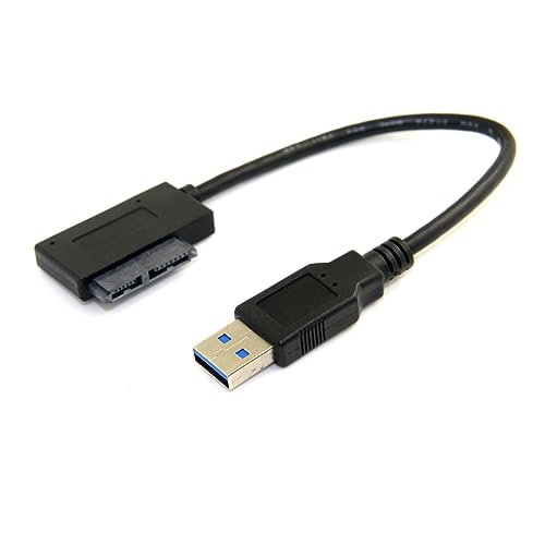 Cablecc Adapterkabel, USB 3.0 auf 13-poligen Stecker, Slimline SATA, für optisches Laufwerk/ CD-/ DVD ROM-Laufwerk, Schwarz von cablecc