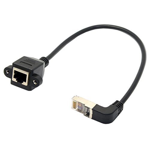 cablecc Ethernet-Netzwerk-Verlängerungskabel, 90 Grad, STP, UTP, Cat-5e, Stecker auf Buchse, 30 cm von cablecc