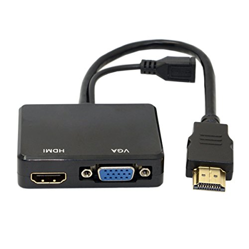 Cablecc HDMI zu VGA & HDMI Buchse Splitter mit Audio Video Kabel Konverter Adapter für HDTV PC Monitor von cablecc