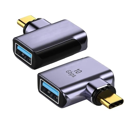 Cablecc Magnetischer Stecker 10 Gbit/s Typ C Stecker auf USB 3.0 Buchse 90 Grad links rechts abgewinkelt OTG Datenadapter für Laptop Handy von cablecc