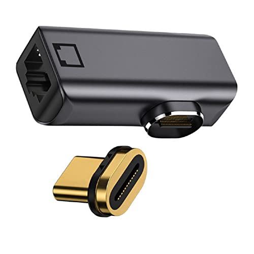 Cablecc Magnetischer abgewinkelter Typ USB-C Typ-C USB 3.1 auf 1000 Mbps Gigabit Ethernet Netzwerk LAN Adapter für Laptop von cablecc