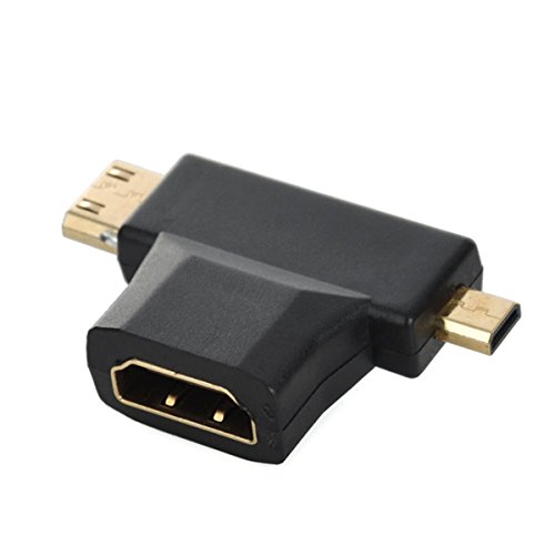 Cablecc Micro HDMI Stecker Mini HDMI Stecker auf HDMI 1.4 Weiblich 90 Grad 2 in 1 Combo Adapter... von cablecc