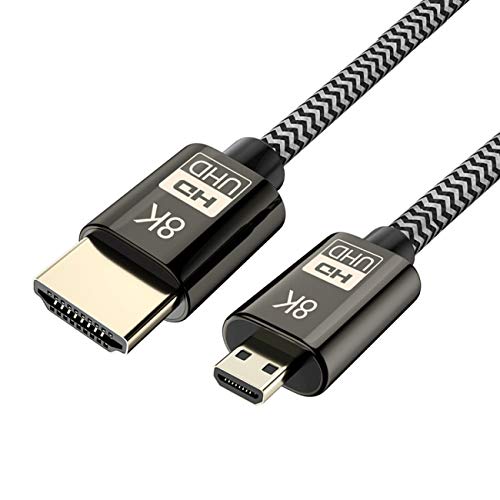 Cablecc Micro-HDMI auf HDMI 2.1 Ultra-HD UHD 8K 60Hz 4K 120Hz Kabel 48GB HDMI-Kabel für Kamera Tablet 1,5 m von cablecc