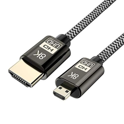 Cablecc Micro-HDMI auf HDMI 2.1 Ultra-HD UHD 8K 60Hz 4K 120Hz Kabel 48GB HDMI-Kabel für Kamera Tablet 1M von cablecc