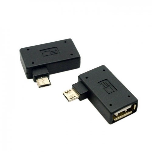 Cablecc Micro-USB 2.0 OTG-Host-Adapter mit USB-Stromversorgung für Handy und Tablet, 90 Grad, links und rechts abgewinkelt, 2 Stück von cablecc
