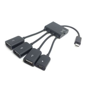 Cablecc Micro USB Host OTG 3 Port Hub Adapter Kabel mit Strom für Galaxy S5 i9600 Note3 N9000 Handy & Tablet von cablecc