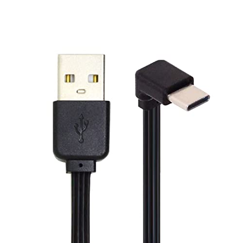 Cablecc USB 2.0 Typ A Stecker auf USB-C Typ-C nach oben unten abgewinkelt 90 Grad Daten flach Slim FPC Kabel für FPV & Disk & Phone 13cm von cablecc