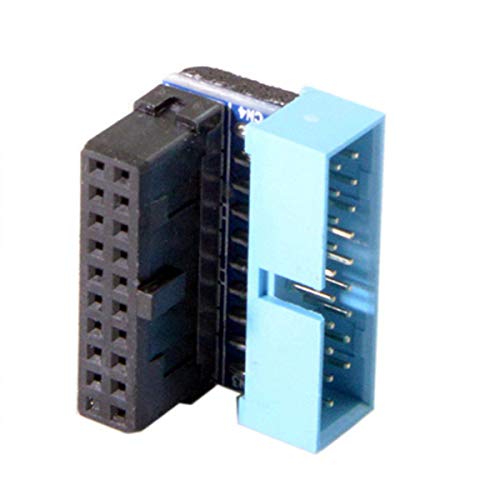 Cablecc USB 3.0 20-poliger Stecker auf Buchse, Verlängerungsadapter, 90 Grad abgewinkelt, für Motherboard-Mainboard (nach unten abgewinkelt) von cablecc