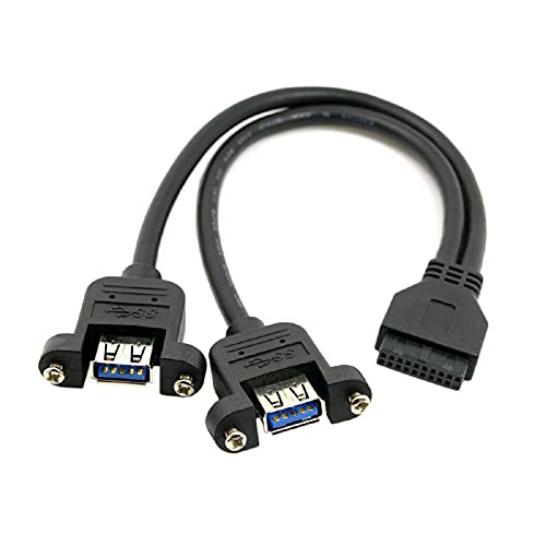Cablecc USB 3.0 Dual Ports A Buchse Schraube Mount Typ auf Motherboard 20pin Header Kabel Schwarz von cablecc