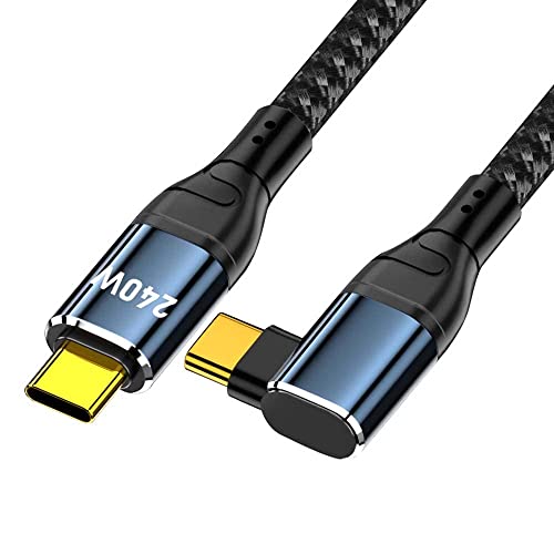 Cablecc USB-C 240W 480Mbps 48V 5A Typ-C Kabel Kompatibel mit USB2.0 100W Laden Links rechts gewinkelt 90 Grad für Laptop Tablet 200cm von cablecc