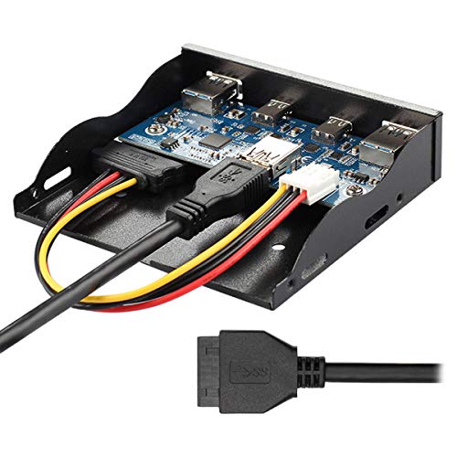 Cablecc USB-C & USB 3.0 HUB 4 Ports Frontplatte zum Motherboard 20-Pin-Verbindungskabel für 3,5-Zoll-Diskettenschacht von cablecc