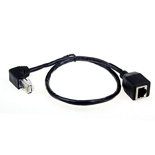 Cablecc um 90 Grad nach unten abgewinkelter Adapter für Netzwerk-Verlängerungskabel, 8P8C, FTP, STP, UTP, Kategorie-5e-Stecker auf Buchse, für LAN, Ethernet, Netzwerk, 50 cm von cablecc