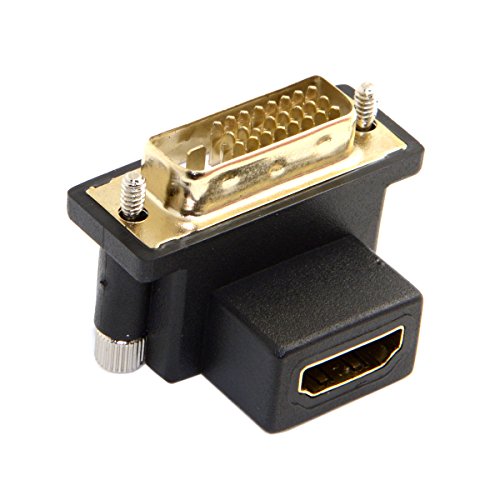 DVI-Stecker auf HDMI-Buchse von Cablecc, um 90 Grad nach unten abgewinkelt, schwenkbarer Adapter für Computer, HDTV und Grafikkarte von cablecc