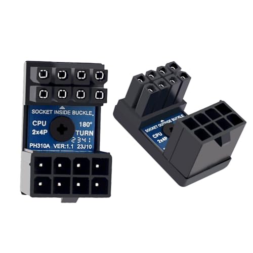 Cablecc 2 Stück/Lot 360 Grad nach Oben und unten abgewinkelter EPS 8P ATX-Stecker auf Buchse, Power-Header-Adapter für CPU 12 V von cablecc