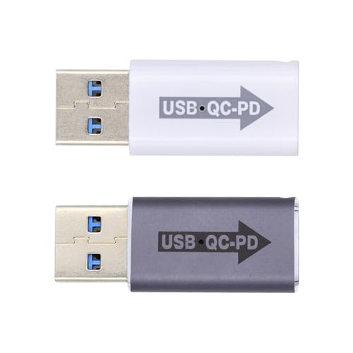 cablecc 2 Stück/Lot 5 Gbit/s QC auf PD USB 2.0 A-Stecker auf USB-C-Buchse, Daten-Netzadapter für Laptop, Tablet, Telefon von cablecc