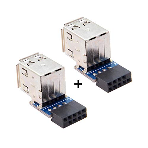 cablecc 2 x 9-polige / 10-polige Motherboard-Buchsenleiste auf Dual-USB-2.0-Buchse, vertikaler Typ von cablecc