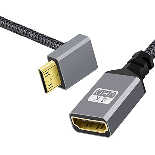 cablecc 4K Typ-C 90 Grad nach oben abgewinkelter Mini-HDMI 1.4 Stecker auf HDMI-Buchse Verlängerungskabel für DV MP4 Kamera DC Laptop von cablecc