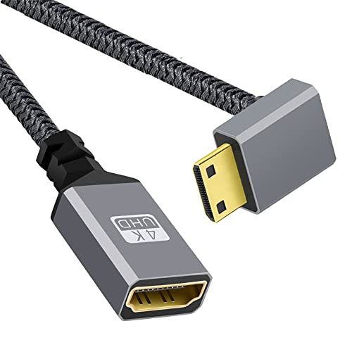 cablecc 4K Typ-C 90 Grad nach unten abgewinkelter Mini-HDMI 1.4 Stecker auf HDMI-Buchse Verlängerungskabel für DV MP4 Kamera DC Laptop von cablecc