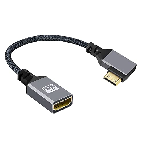 cablecc 4K Type-C 90 Grad links abgewinkelt Mini HDMI 1.4 Stecker auf HDMI Buchse Verlängerungskabel für DV MP4 Kamera DC Laptop von cablecc