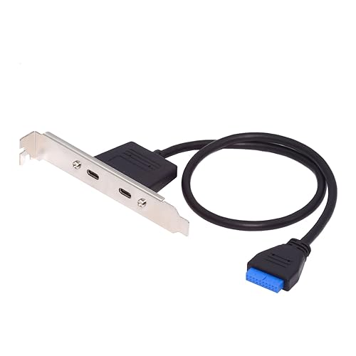 cablecc 5Gbps 19/20Pin USB 3.0 Motherboard zu Dual Ports USB-C Type-C Buchse PCI-E Rückwandkabel 50cm von cablecc