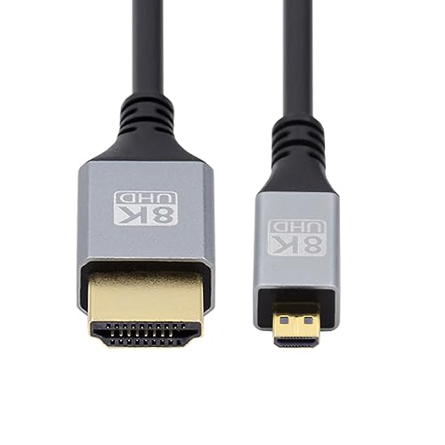 cablecc 8K 4K Micro HDMI 2.1 Ultra Thin HDTV Hyper Super Flexible Slim Cord Typ-A auf Typ-D Kabel für Kamera HDTV 200CM von cablecc