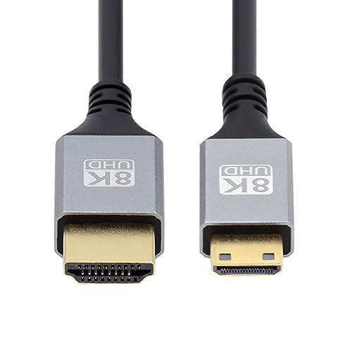 cablecc 8K 4K Mini HDMI 2.1 Ultra Thin HDTV Hyper Super Flexible Slim Cord Typ-A auf Typ-C Kabel für Kamera HDTV 100CM von cablecc