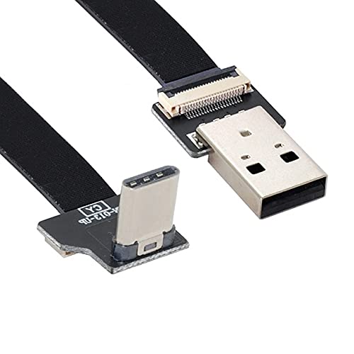 cablecc Abgewinkelter USB 2.0 Typ-A-Stecker auf USB-C-Typ-C-Stecker, flaches FPC-Kabel für FPV & Disk & Telefon, 100 cm von cablecc