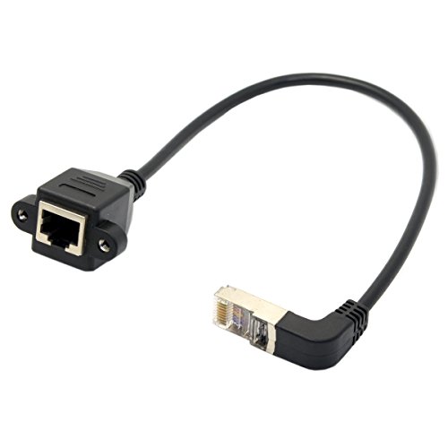 Cablecc Ethernet-Netzwerk-Verlängerungskabel, 90 Grad, STP, UTP, Cat-5e, Stecker auf Buchse, 30 cm von cablecc