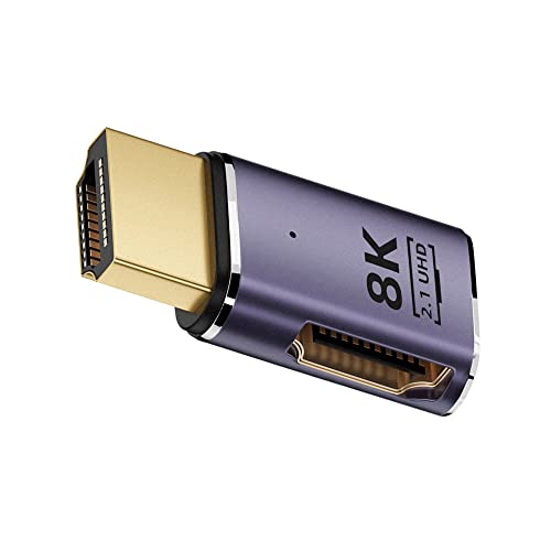 cablecc HDMI-Stecker auf HDMI 2.1-Buchse, flach, horizontal, links, abgewinkelt, 90 Grad, UHD Verlängerungsadapter, unterstützt 8K 60Hz HDTV von cablecc