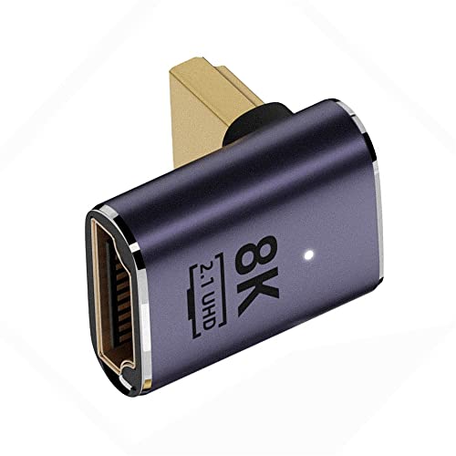 cablecc HDMI-Stecker auf HDMI-2.1-Buchse, flaches Profil, vertikal, 90 Grad nach oben abgewinkelt, UHD-Verlängerungsadapter, unterstützt 8K 60Hz HDTV von cablecc