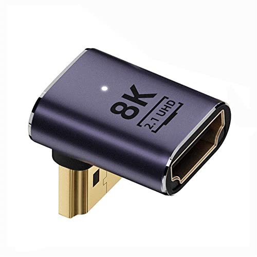 cablecc HDMI-Stecker auf HDMI 2.1-Buchse, niedriges Profil, vertikal, 90 Grad nach unten abgewinkelt, UHD Verlängerungsadapter, unterstützt 8K 60Hz HDTV von cablecc