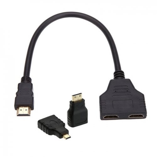 cablecc HDMI zu Dual HDMI Female Y Splitter Switch Verlängerungskabel mit Micro & Mini HDMI Adapter von cablecc