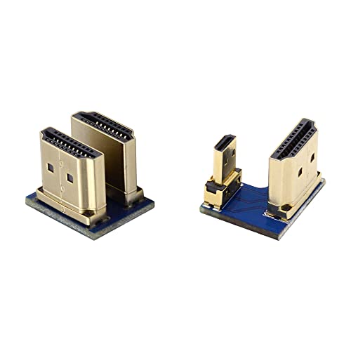 cablecc Kabel 2pcs/set HDMI zu Micro HDMI Typ A zu Typ-D Stecker Sockel Gegenüber U Form Zurück gewinkelt für Raspberry PI 3B/3B+/4B von cablecc